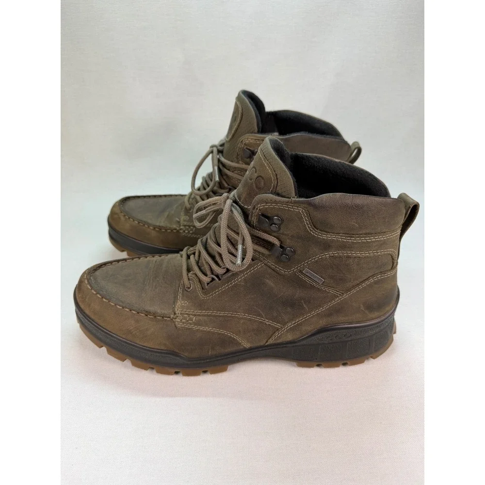 ECCO Track 25 High Gore-Tex Boots Mens 12 Brown Leather Waterproof 831814-01543